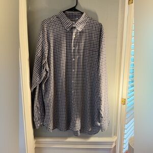 Alan Paine White and Blue Casual Button Down Shirt with Classic Plaid Design